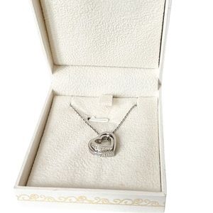 Sterling Silver Double Heart Pendant Necklace Love You Forever